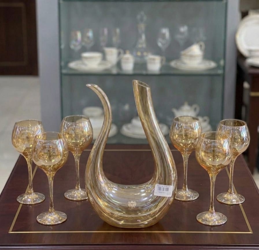 طقم شربات مسعد وسط قطع (لون عسلي مميز)